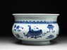 Blue-and-white jardiniere in the form of an incense bowl (side)