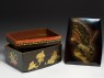 Picnic set box depicting the seven gods of good fortune (oblique, open)