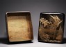 Ryoshibako, or paper box, with maple trees and waterfall (oblique, open)