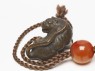 Inrō attached to a tiger-shaped netsuke and an ojime (detail, netsuke and ojime)