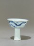 Blue-and-white stem cup with a dragon and flower (side)