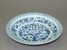 Blue-and-white dish with plants (oblique)