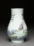 Vase with chickens and flowers (side)