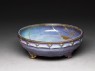 Bulb bowl with purple and blue glazes (oblique)