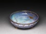 Bulb bowl with purple and blue glazes (oblique)