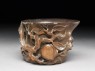 Bamboo cup with peach branches (oblique)