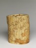 Ivory brush pot with plum blossoms and a poem (oblique)