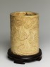 Ivory brush pot with figures in a landscape (oblique)