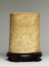 Ivory brush pot with figures in a landscape (side)