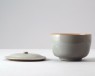 Greenware bowl and lid (oblique)