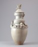 White ware funerary vase and lid with a dragon and bird (oblique)